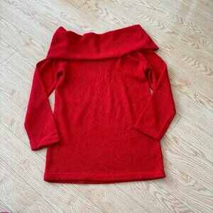 Red off the shoulder cowl neck sweater knit medium